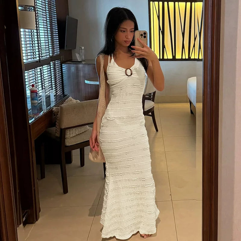 Margot Ruffle Halter Maxi Dress