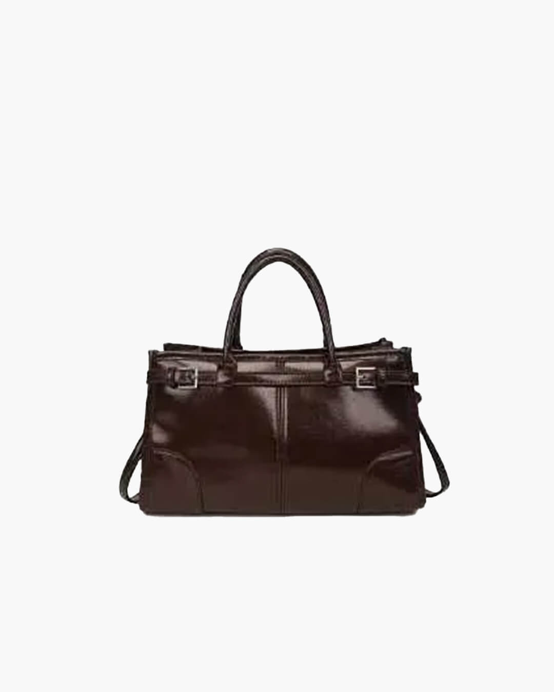 Lorena Leather Shoulder Bag with Belt Detail