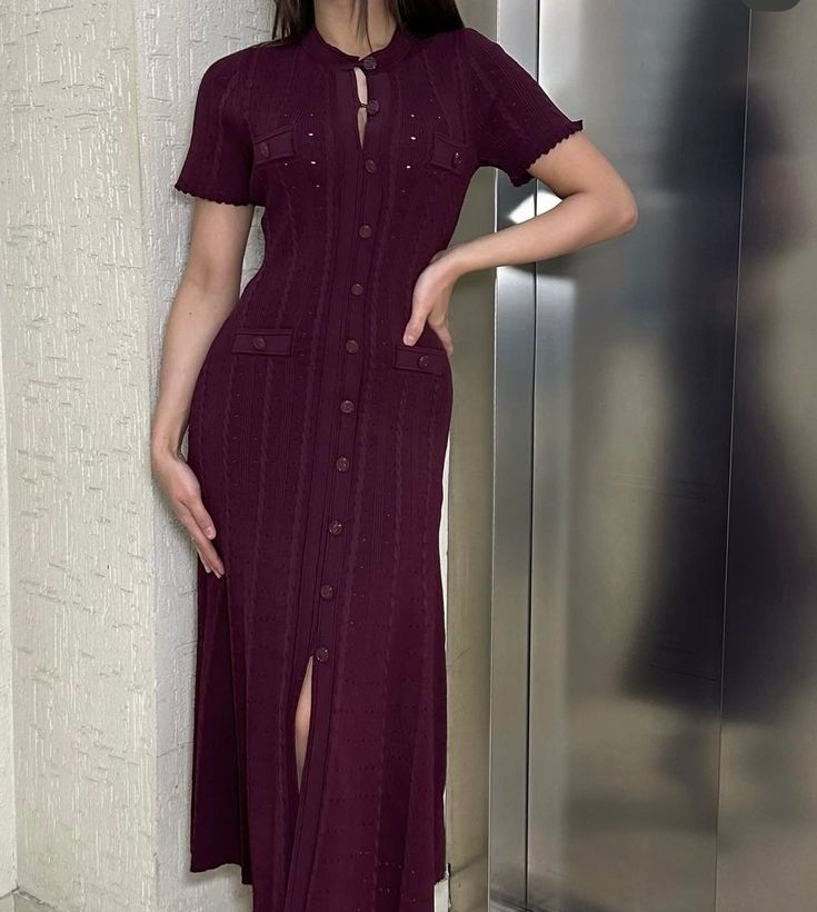 Margot Button-Front Knit Midi Dress