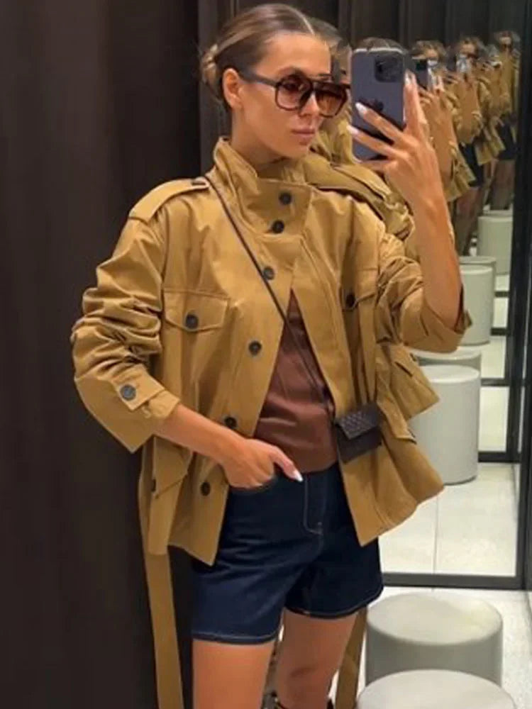 Emily High Collar Belted Jacket & Skort Set