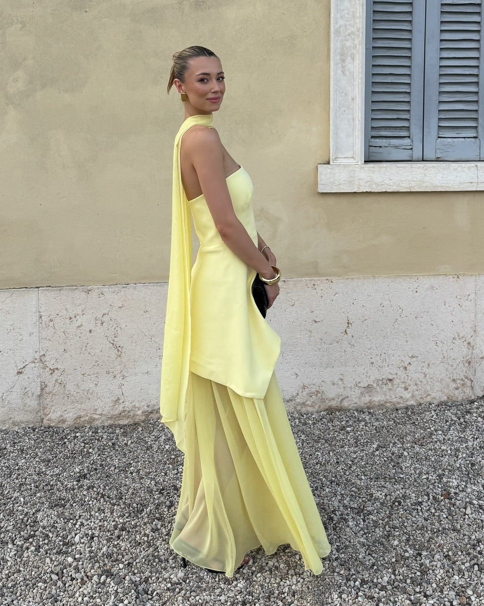 Sophia Asymmetric Sheer Maxi Dress
