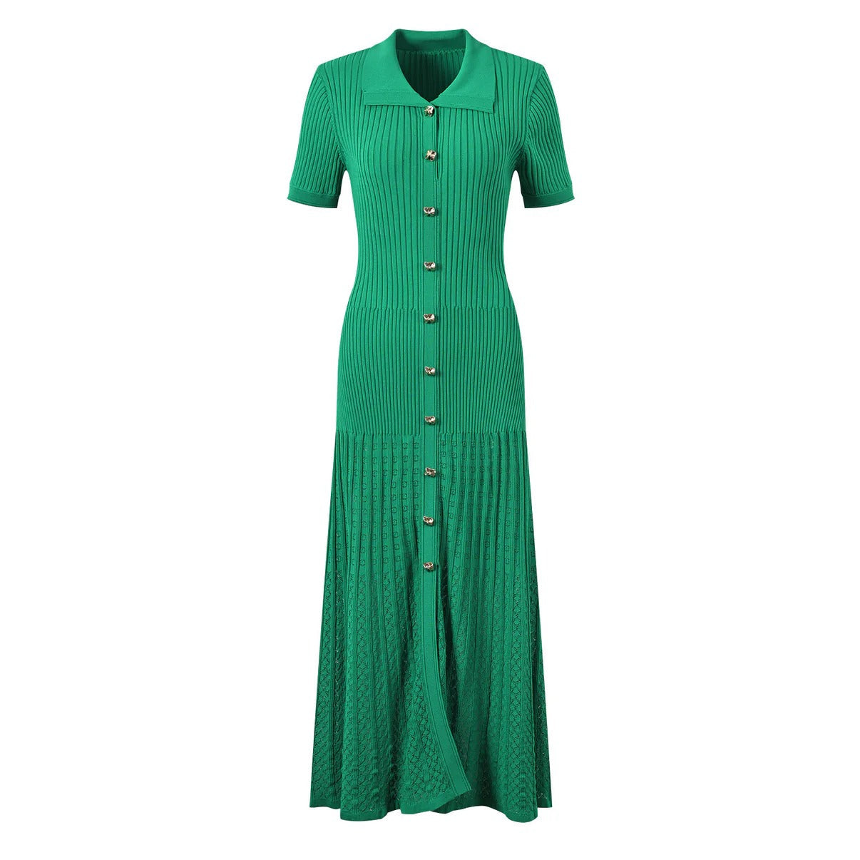 Sophia Ribbed Knit Polo Maxi Dress