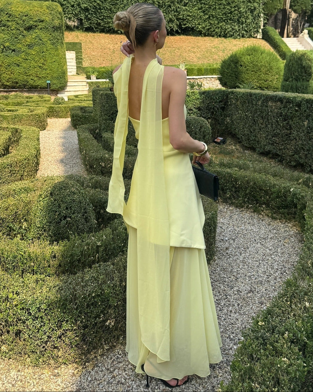 Sophia Asymmetric Sheer Maxi Dress