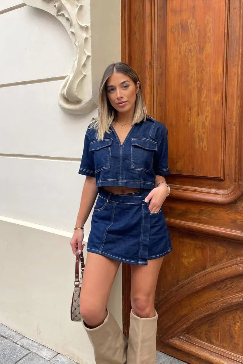 Sophie Cropped Top & Skorts Set