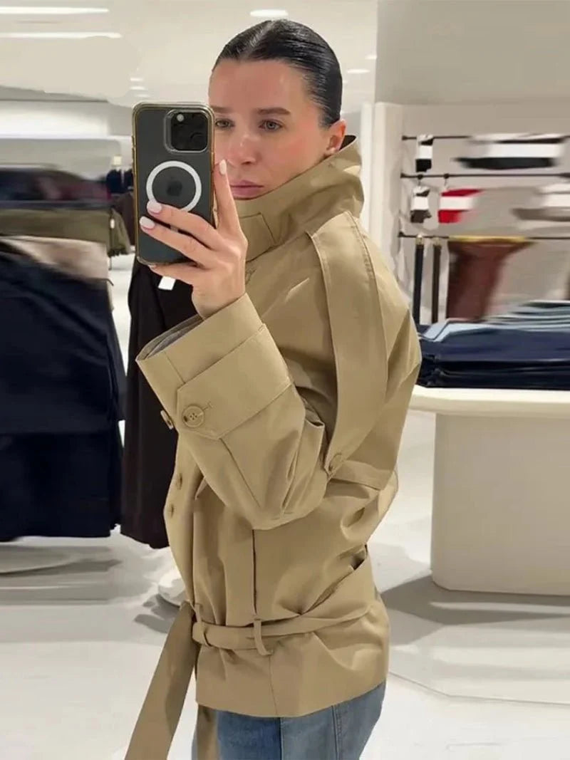 Maria High Neck Utility Trench Coat