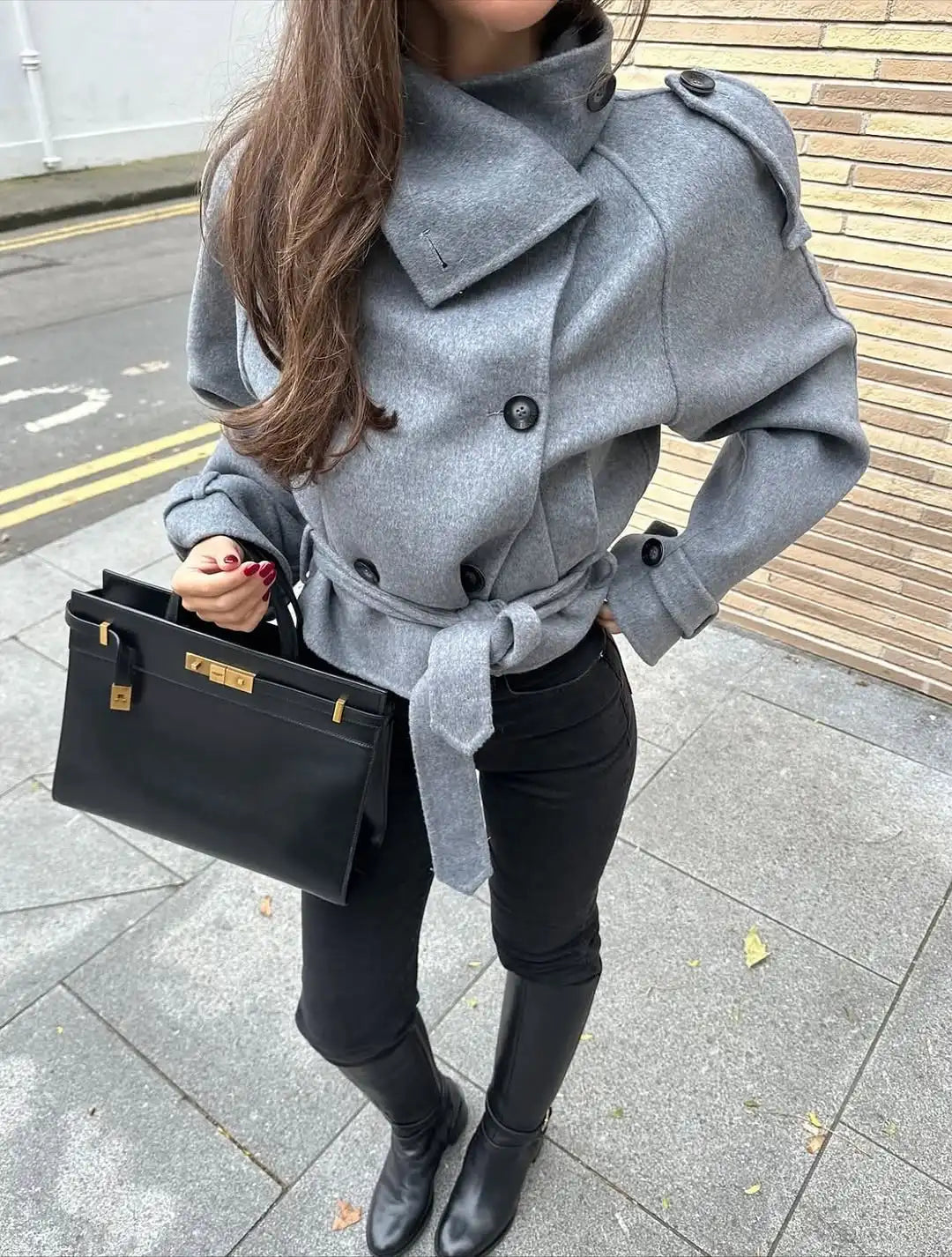 Carmen Double-Breasted Turtleneck Coat