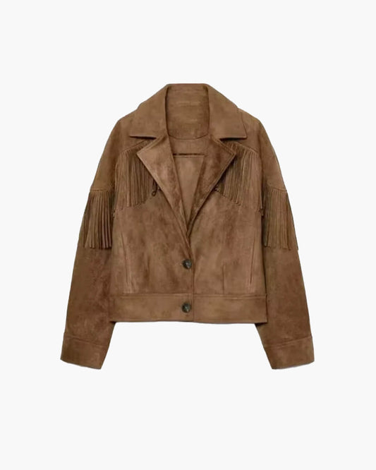 Helen Faux Suede Lapel Cropped Jacket