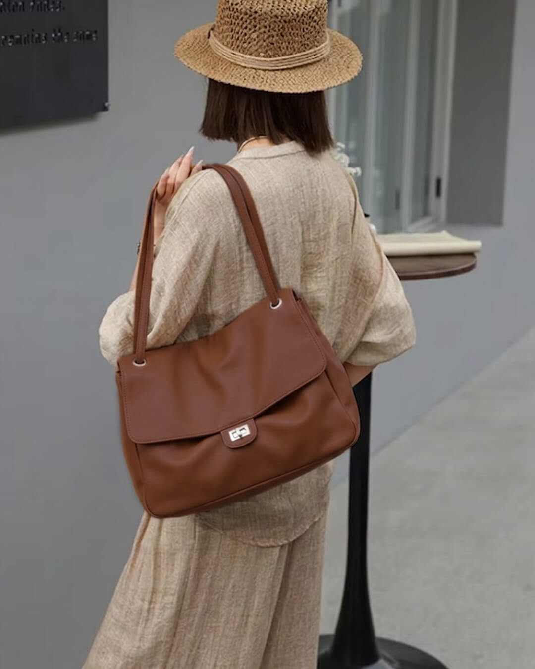 Ava Maxi Flap Leather Shoulder Bag