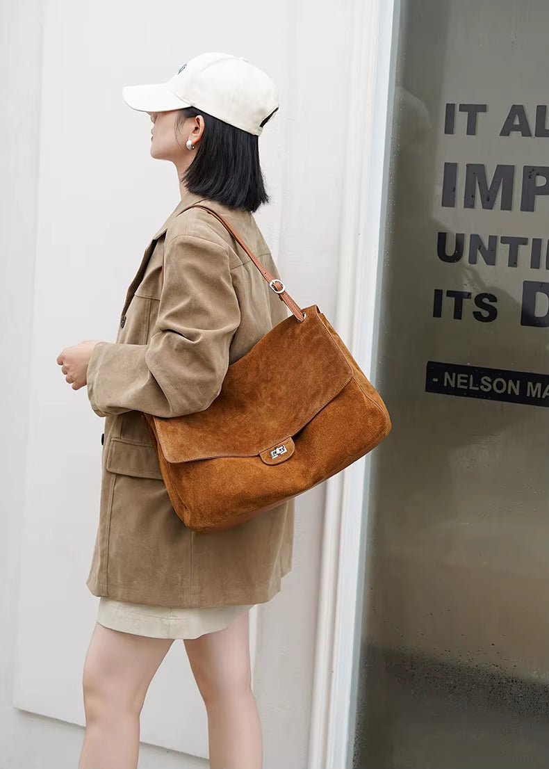 Lena Frosted Cowhide Retro Tote Bag