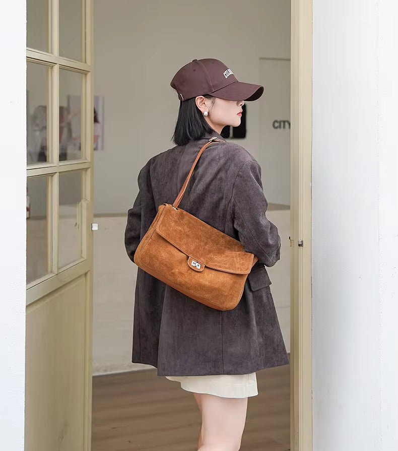 Lena Frosted Cowhide Retro Tote Bag