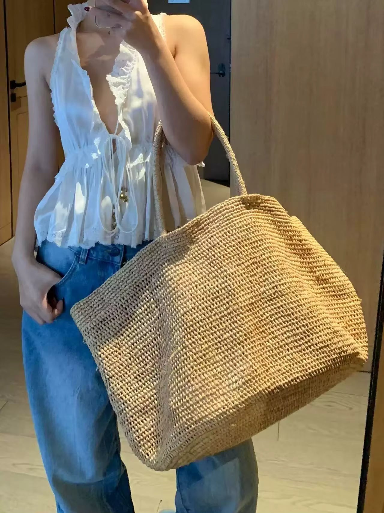 Vivienne Handwoven Rattan Tote