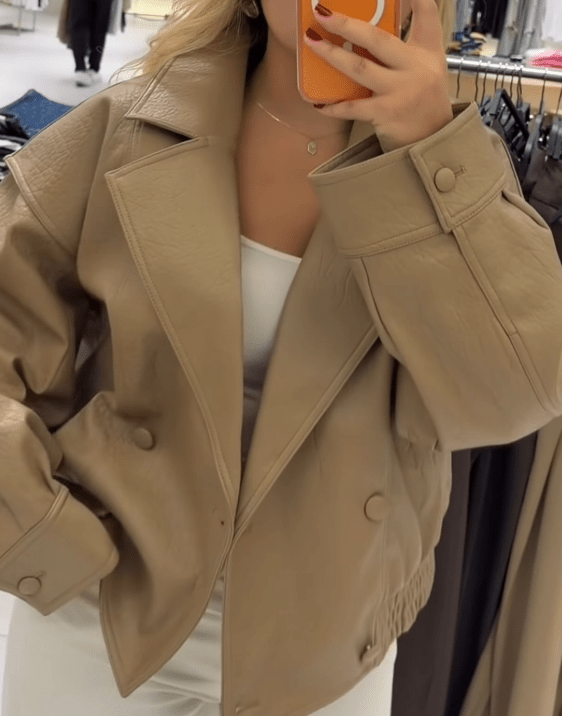 Isabel Double Breasted Faux Leather Coat