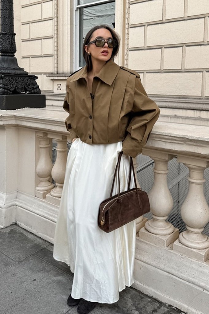 Julia Cropped Pleated Utility Jacket