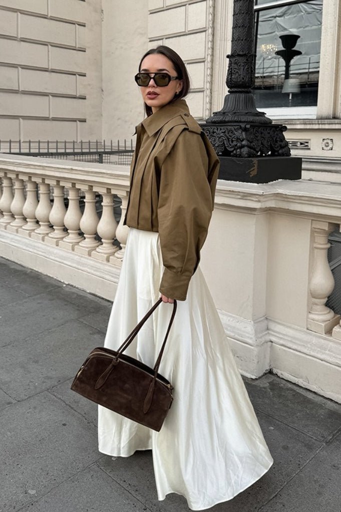 Julia Cropped Pleated Utility Jacket