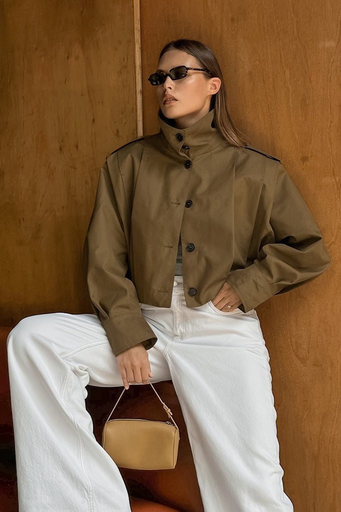 Julia Cropped Pleated Utility Jacket