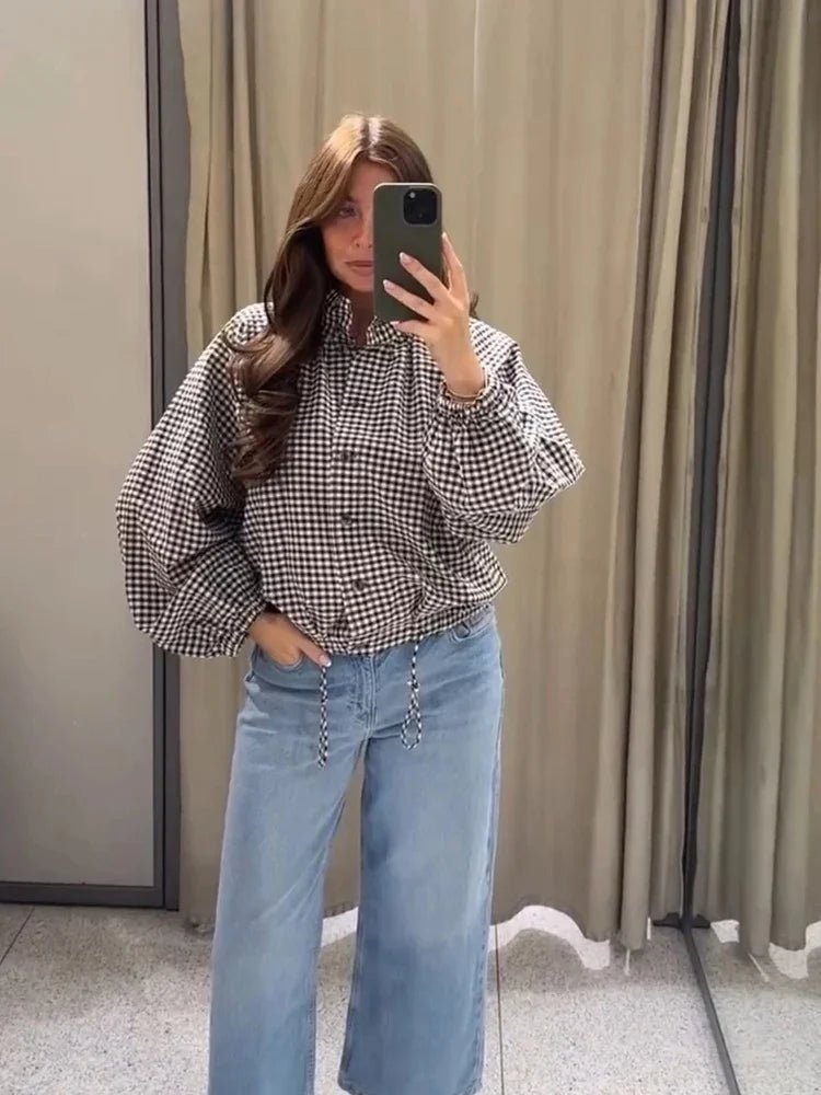 Mila Plaid Drawstring High Neck Jacket