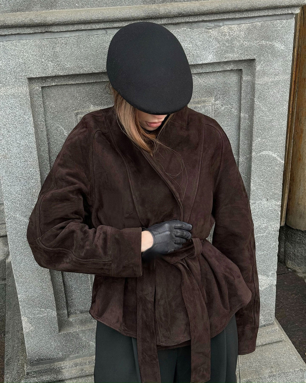 Annie Belted Suede Trench Coat