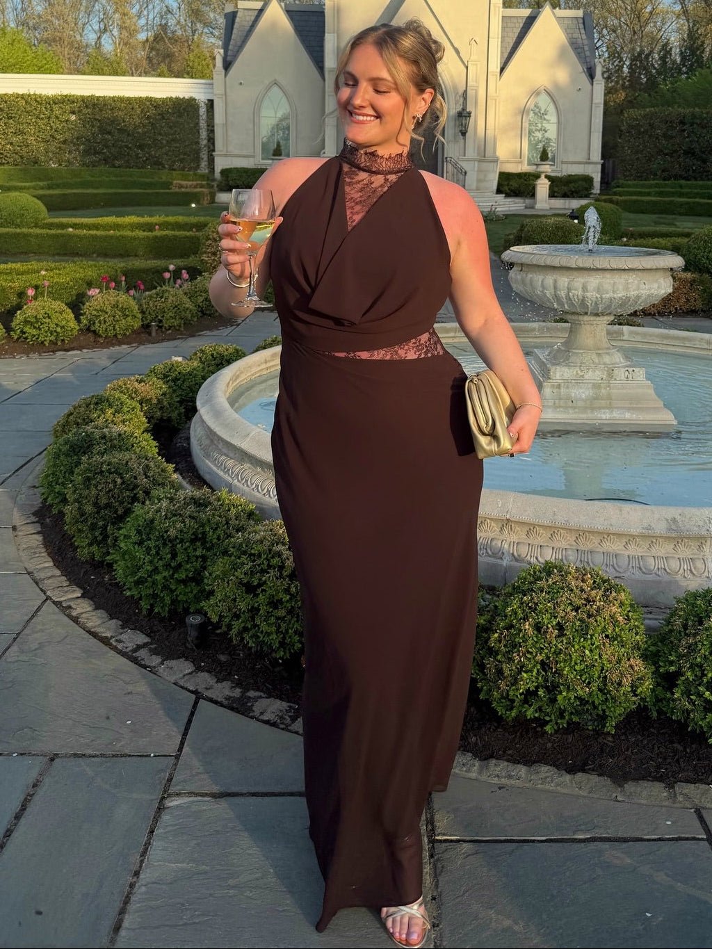 Sienna Halter Lace Maxi Dress