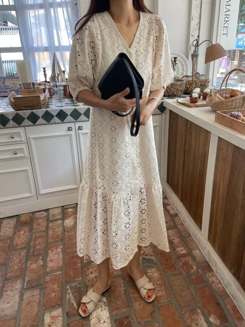 Zelia V-Neck Embroidered Maxi Dress