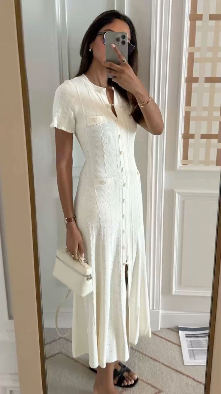 Margot Button-Front Knit Midi Dress
