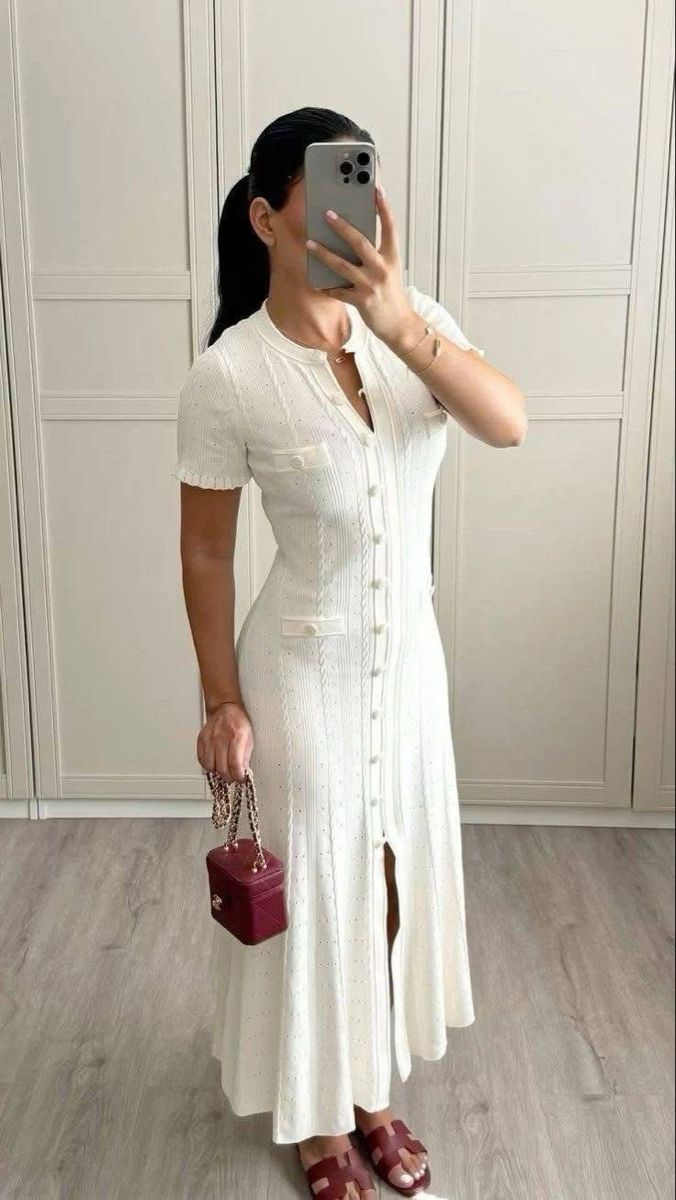 Margot Button-Front Knit Midi Dress