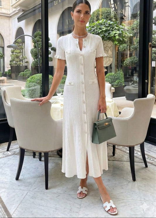 Margot Button-Front Knit Midi Dress