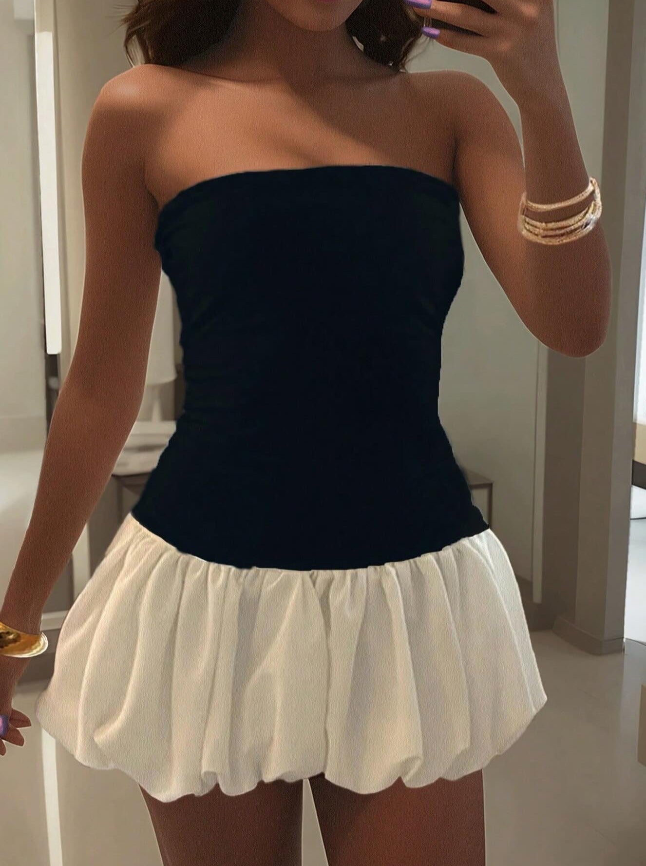 Sienna Drop-Waist Bubble-Hem Dress