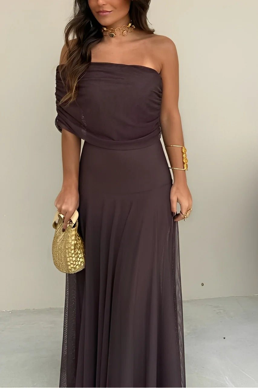 Cecile Off-Shoulder Ruched Maxi Dress