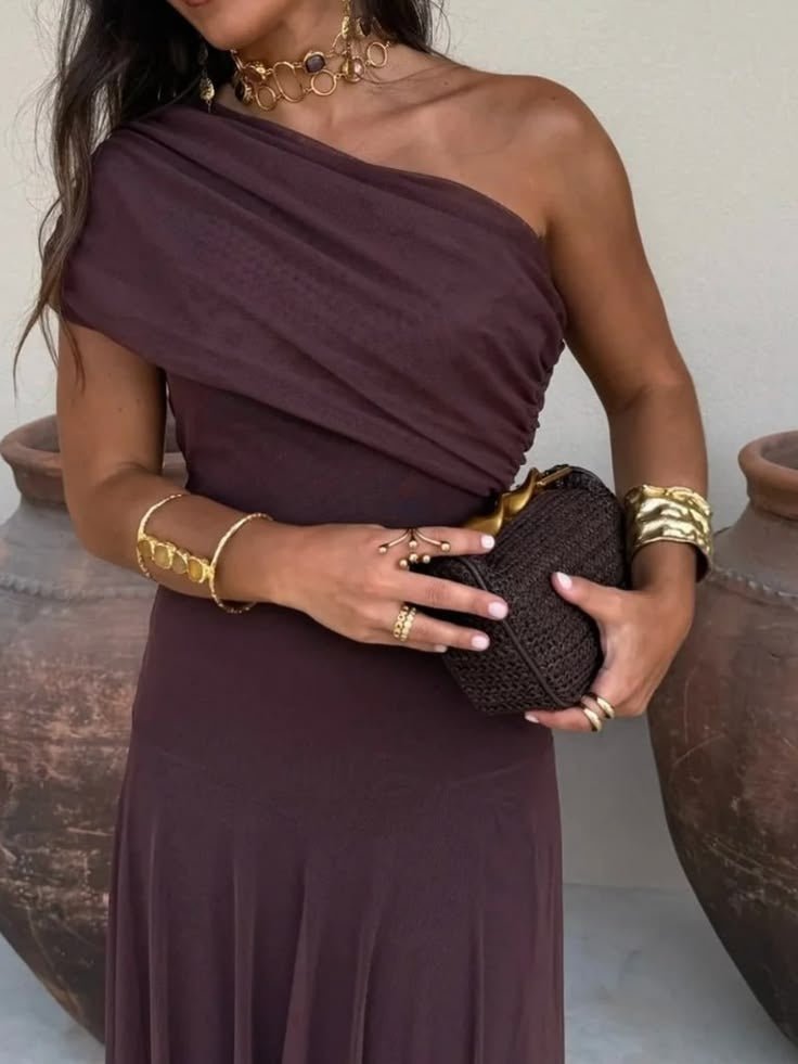 Cecile Off-Shoulder Ruched Maxi Dress