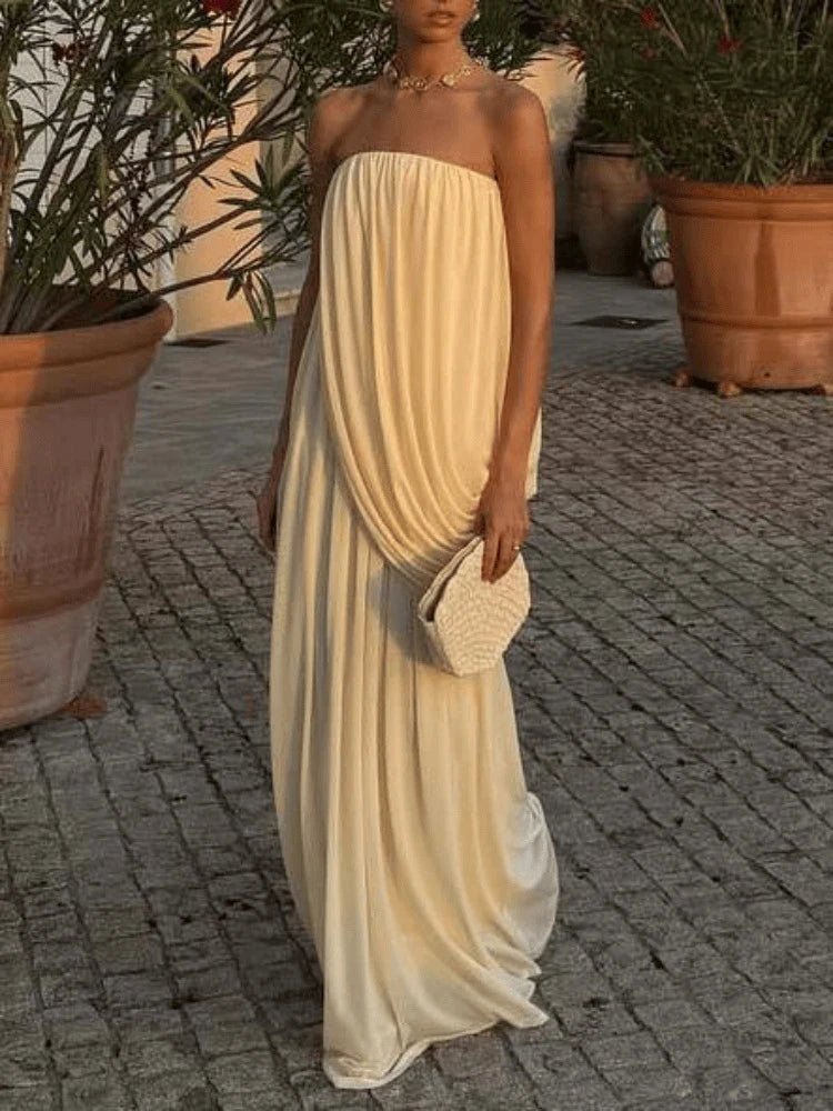 Erika Strapless Pleated Maxi Dress