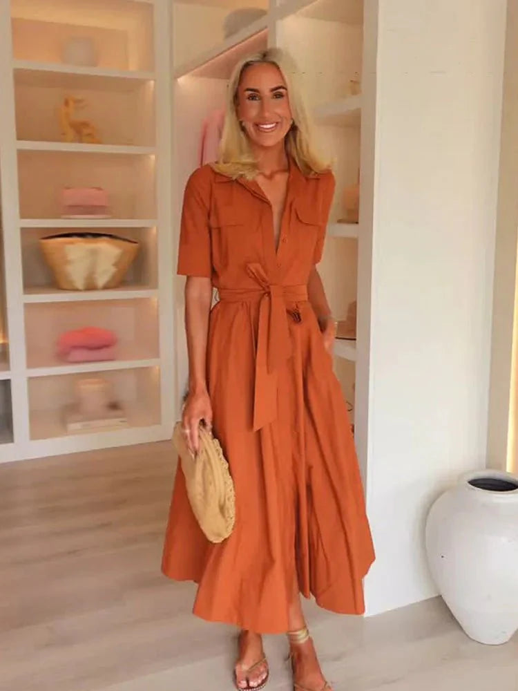 Karen Bow Tie-Waist Shirt Dress