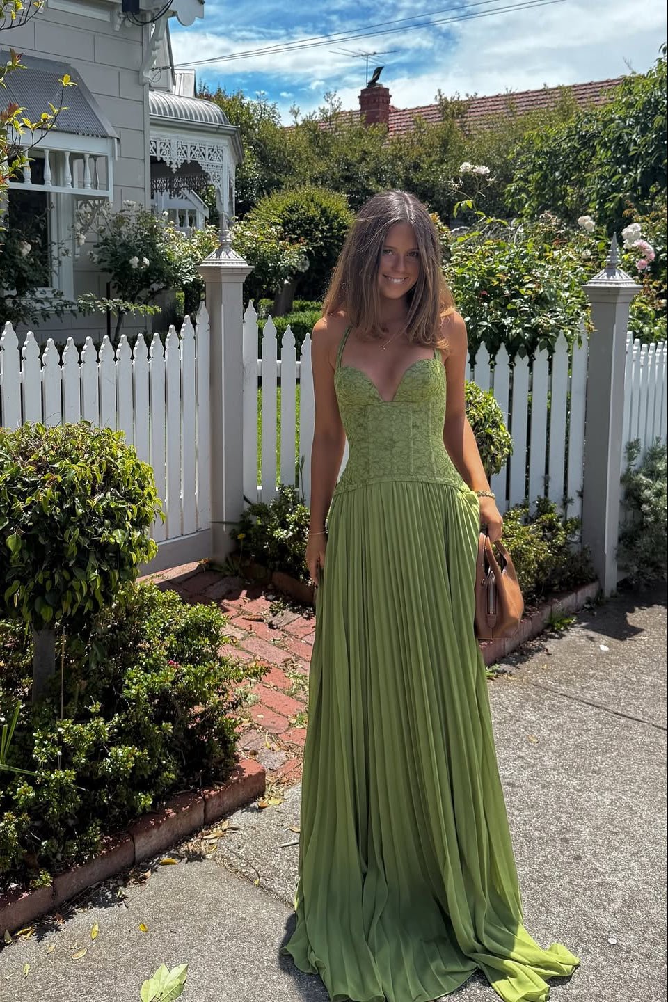 Miranda Pleated Corset Maxi Dress
