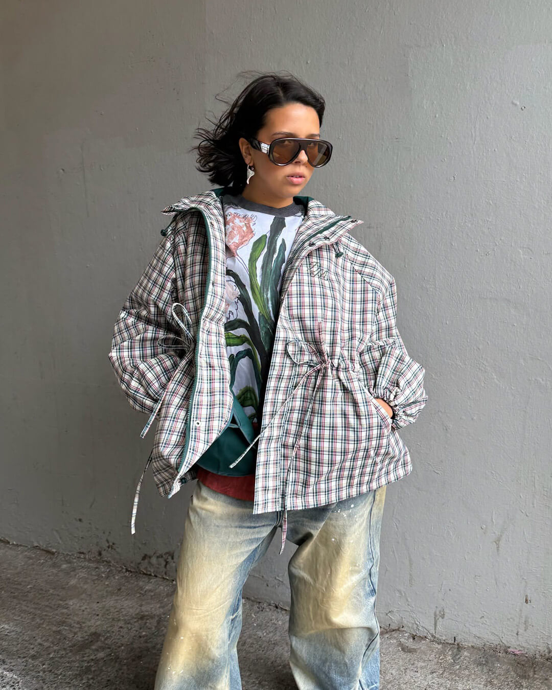 Gina Retro Plaid Hooded Jacket