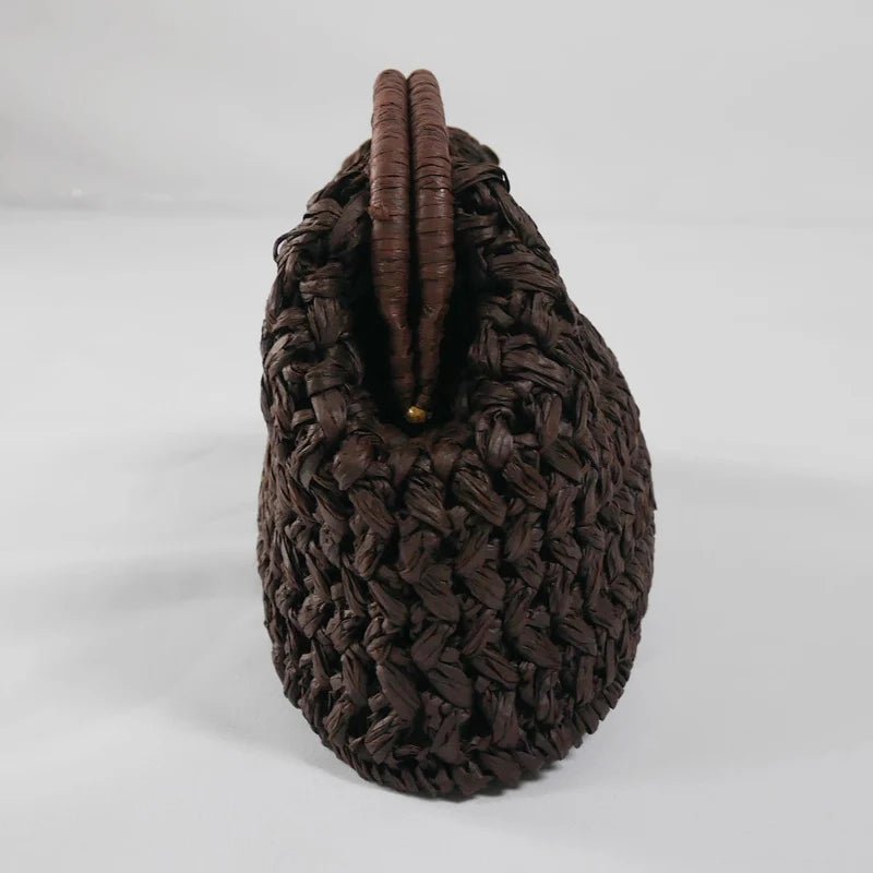 Sophia Woven Straw Shell Clutch