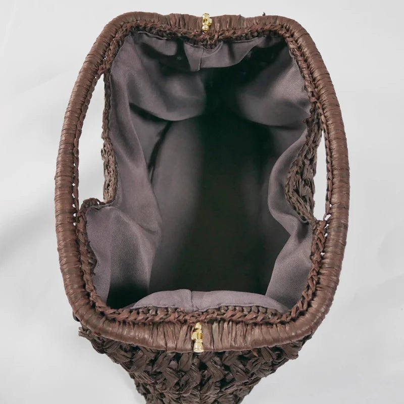 Sophia Woven Straw Shell Clutch