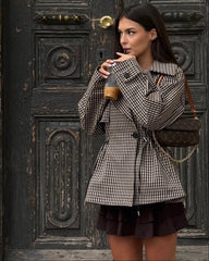 Billie Drawstring Gingham Short Trench