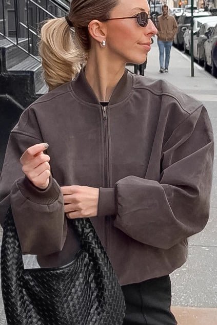 Kelly Suede Bomber Jacket