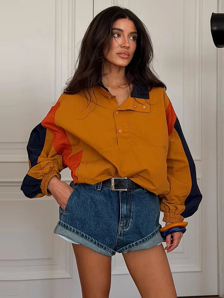Olivia Oversized Colorblock Cropped Jacket