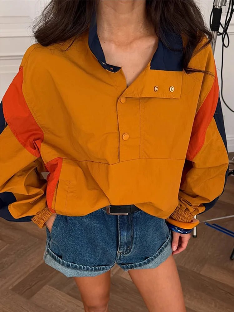 Olivia Oversized Colorblock Cropped Jacket