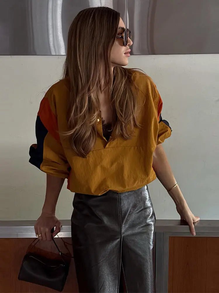 Olivia Oversized Colorblock Cropped Jacket