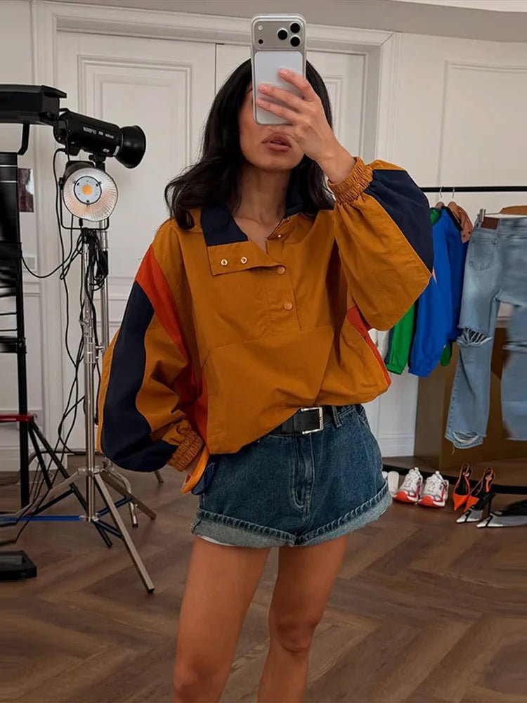 Olivia Oversized Colorblock Cropped Jacket