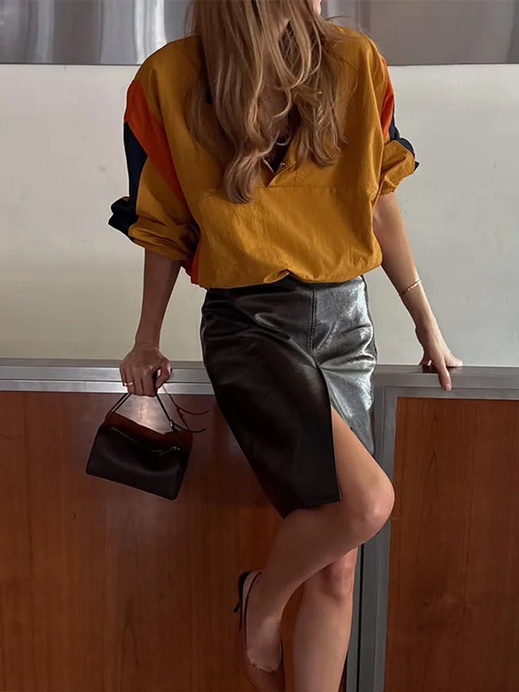 Olivia Oversized Colorblock Cropped Jacket