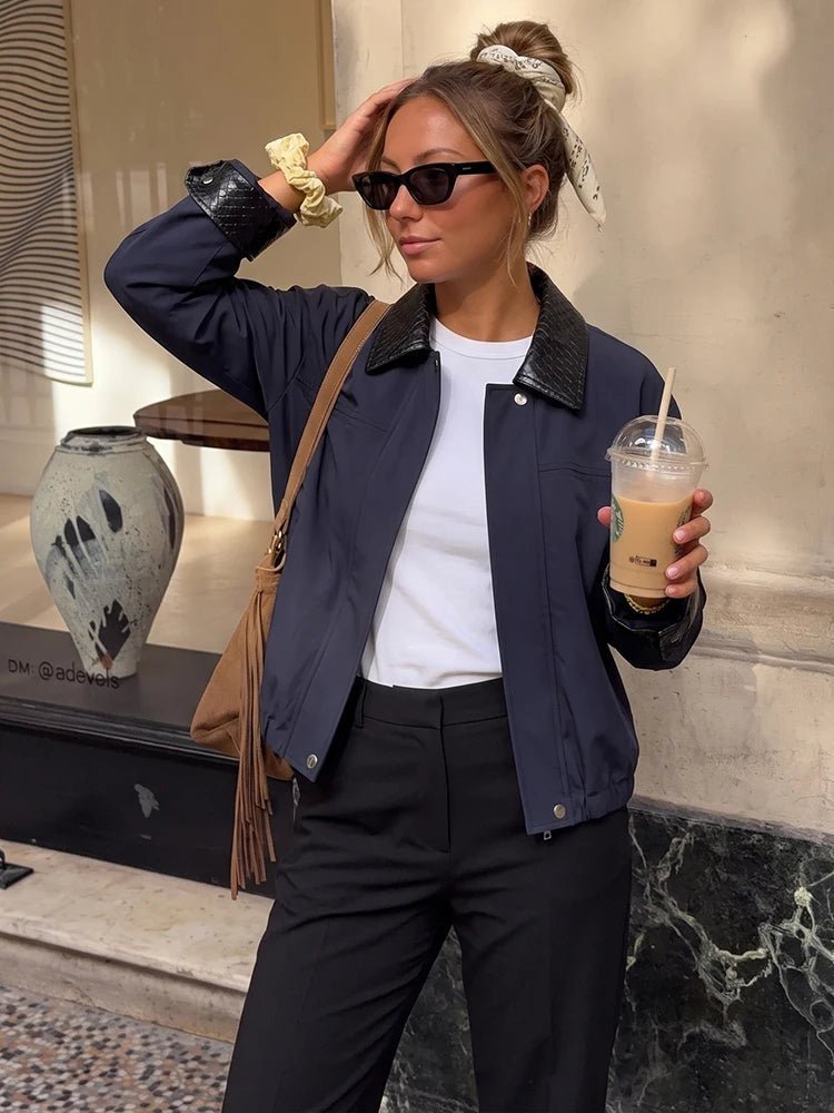 Layla Contrast Collar Bomber Jacket