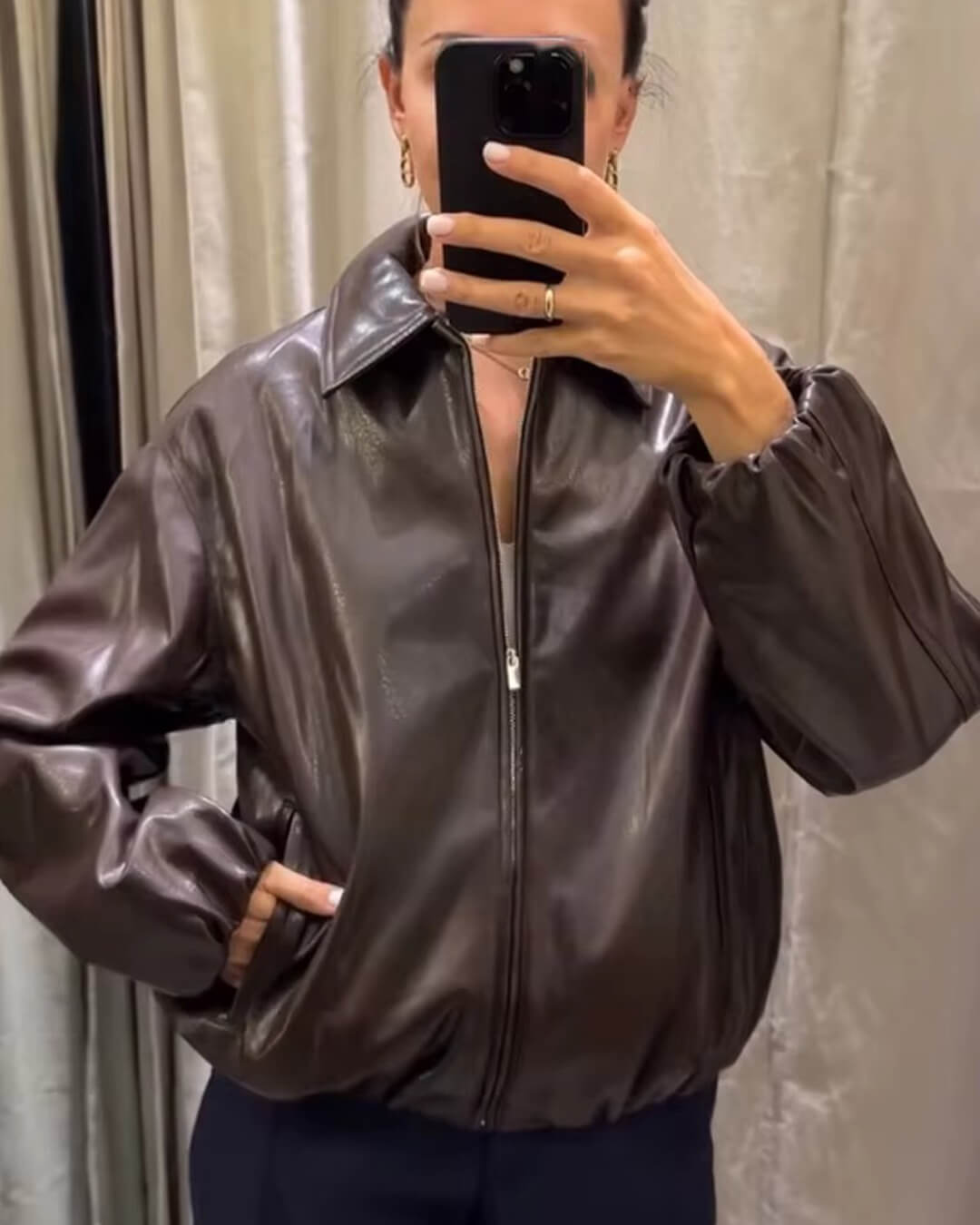 Sienna Faux Leather Bomber Jacket