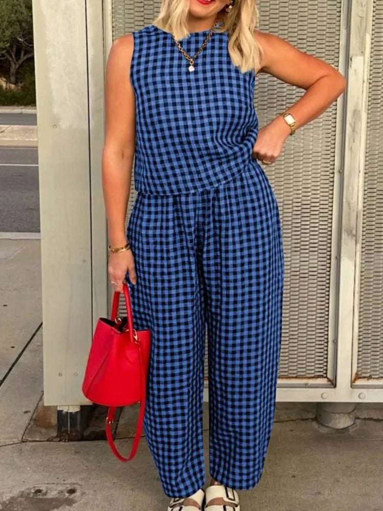 Zinnia Plaid Vest and Pants Set