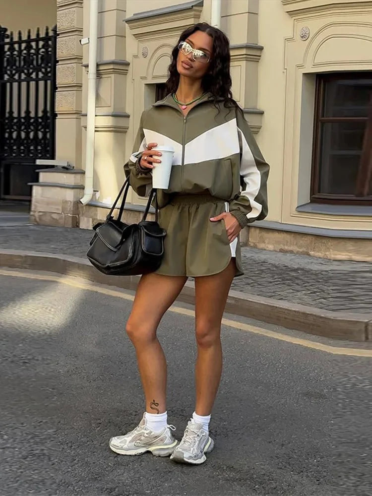 Nadia Colorblock Jacket and Shorts Sport Set