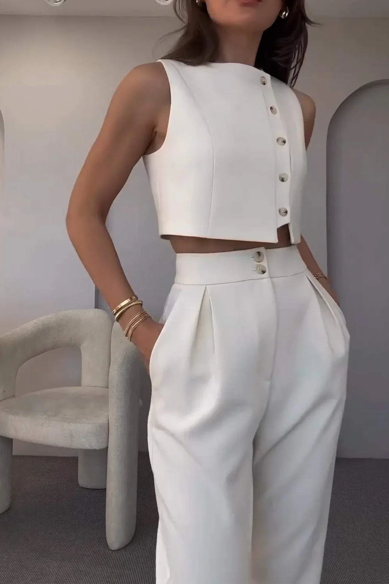 Hayley Cropped Top Two-Piece Set