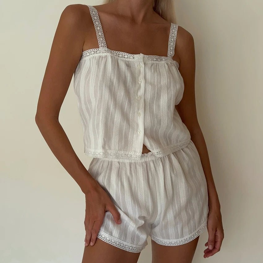 Bianca Lace Trim Pajama Short Set