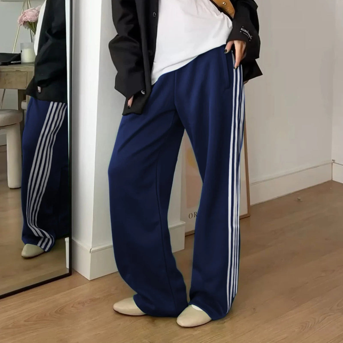 Gina Striped Drawstring Sweatpants