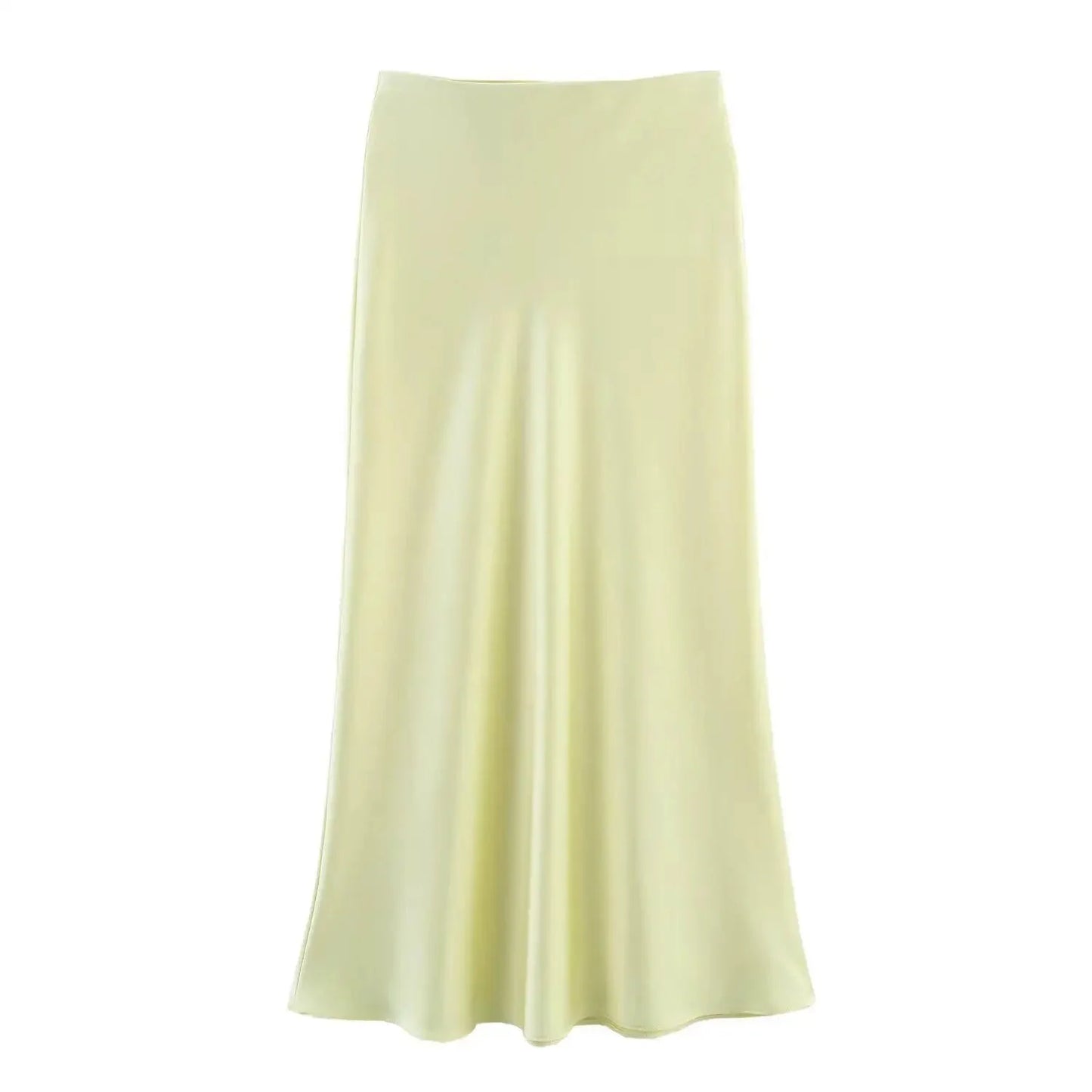 Hilde High Waist Black Satin Midi Skirt